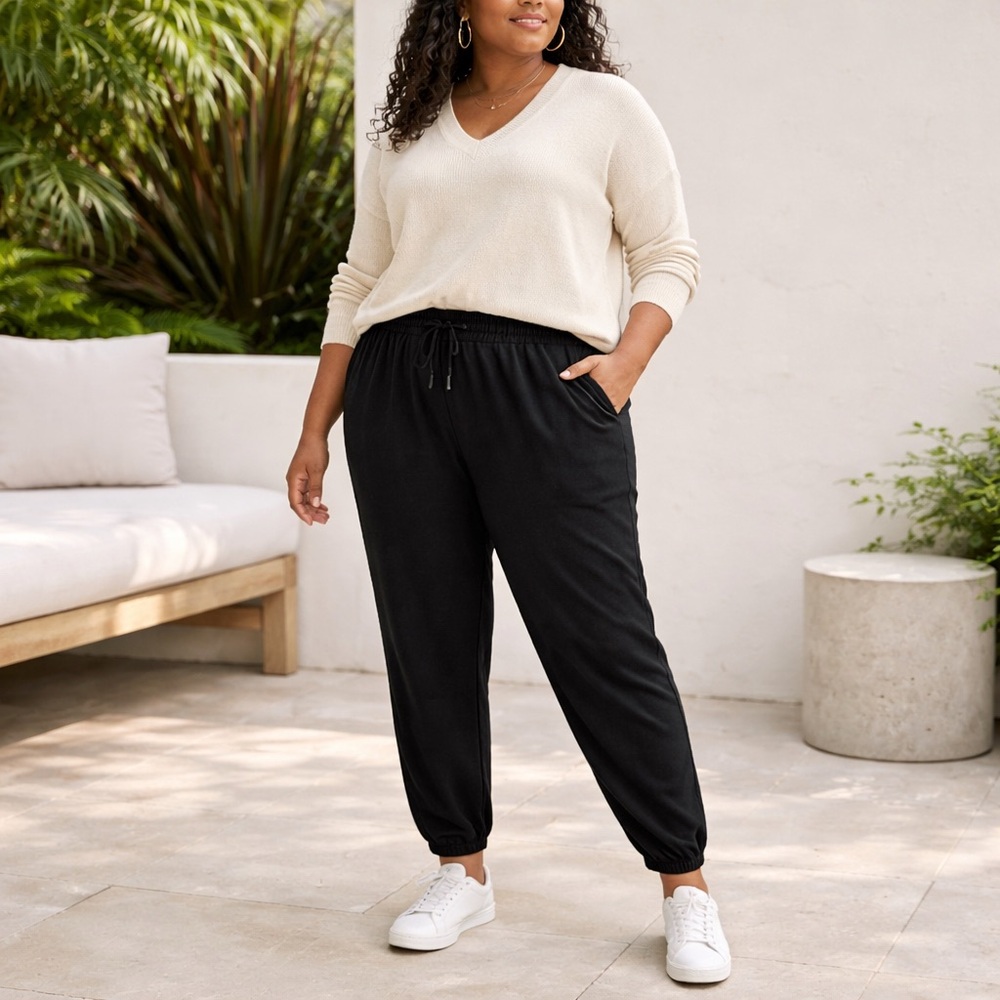 Eileen Fisher Black Wool Ankle Track Pants Jogger 2X NWT